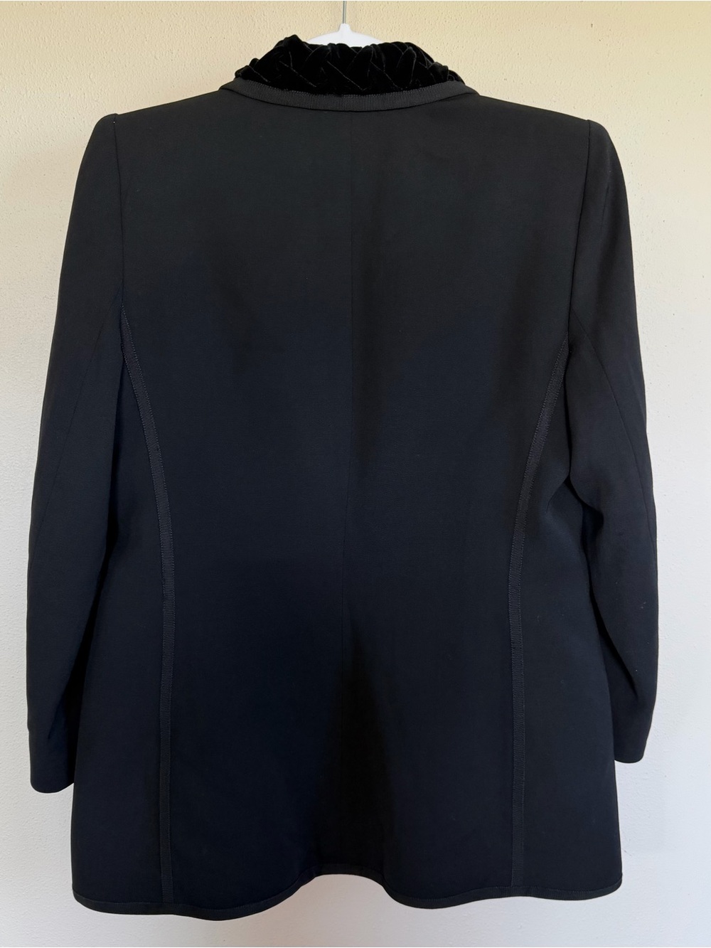Armani Collezioni Women's 12 Black Velvet Lapel Virgin Wool Lined Blazer Jacket - Picture 7 of 16